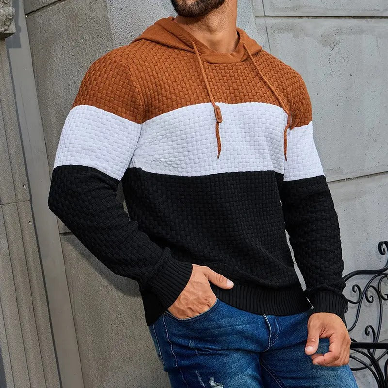 Men's Breathable Tricolor Long-Sleeve Hoodie