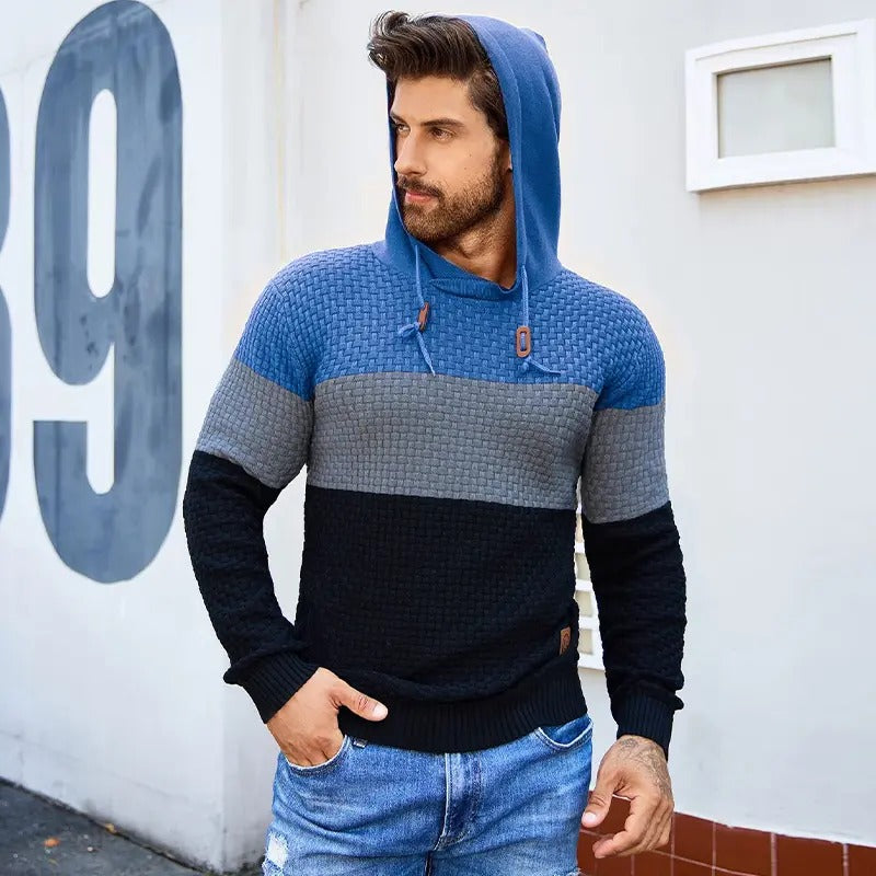 Men's Breathable Tricolor Long-Sleeve Hoodie