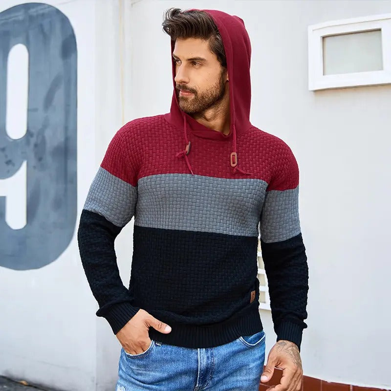 Men's Breathable Tricolor Long-Sleeve Hoodie