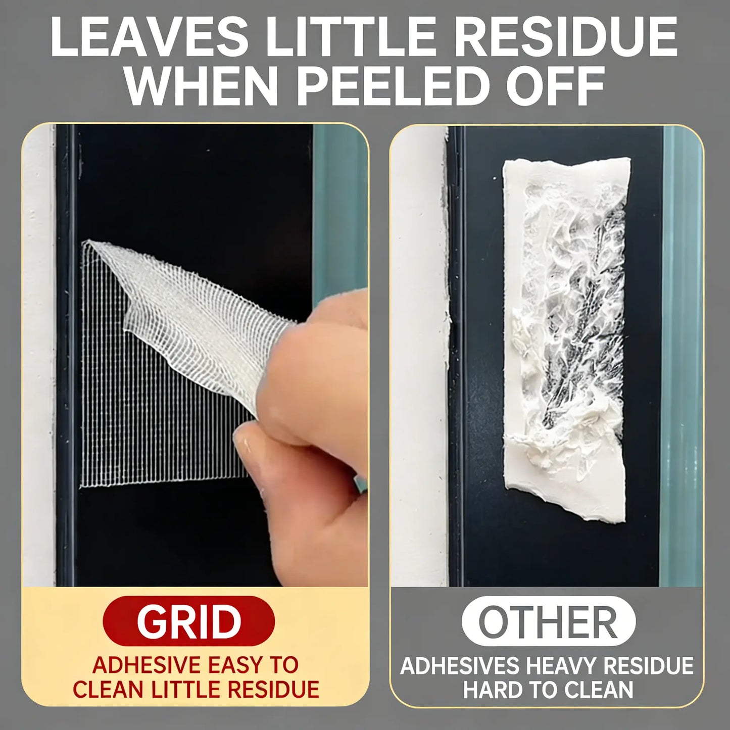 Grid tape compared with adhesive residue