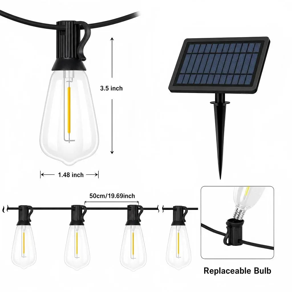 Outdoor Edison bulb size and spacing