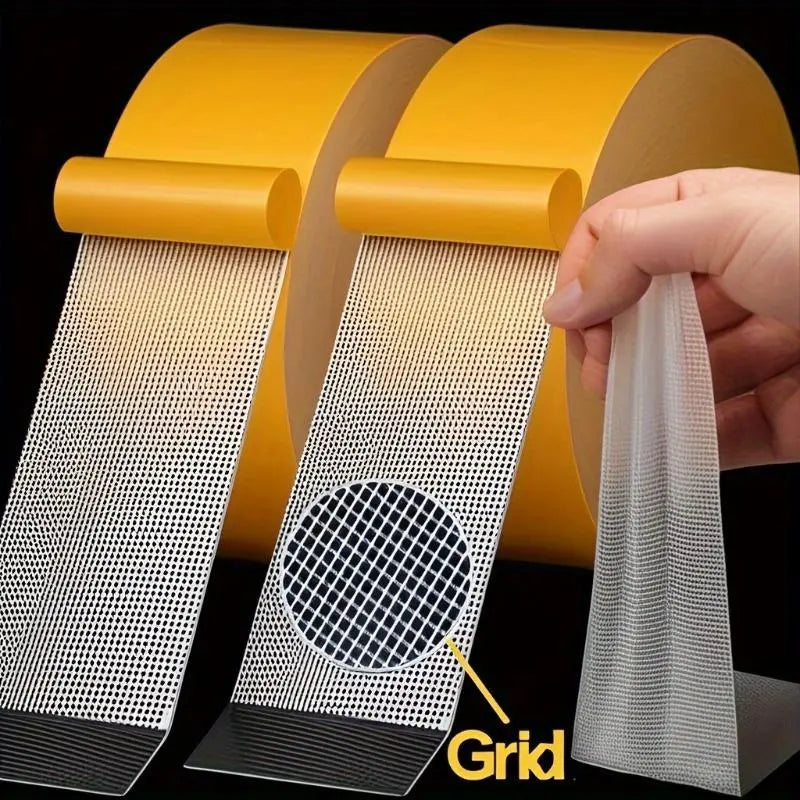 Reinforced grid structure of double-sided adhesive tape