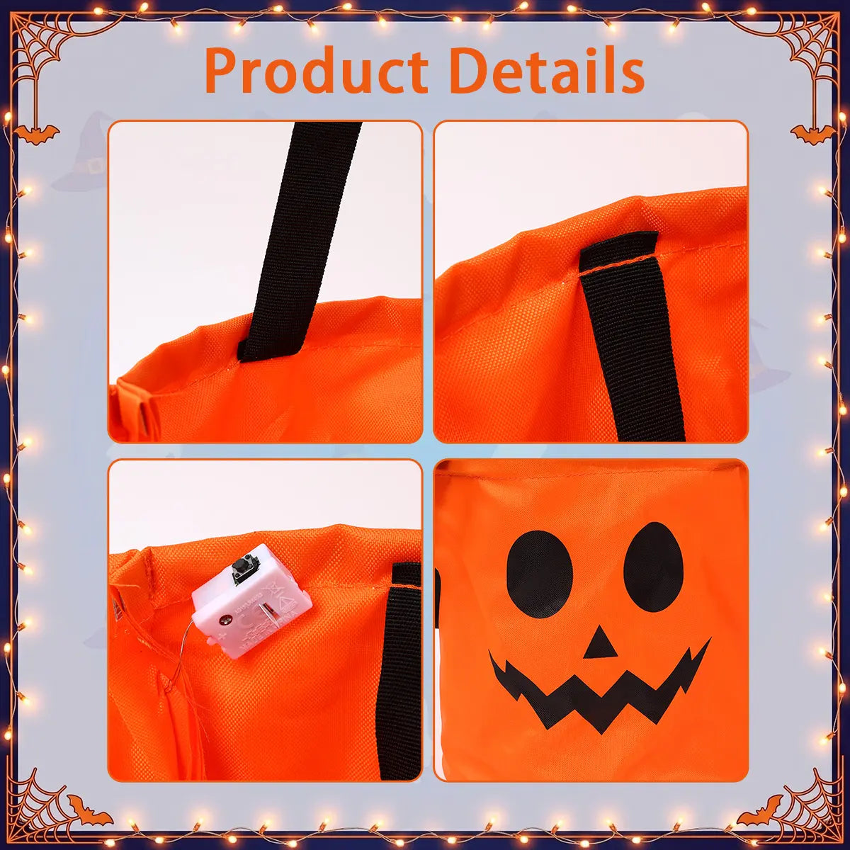 Halloween candy bucket handle and LED control details
