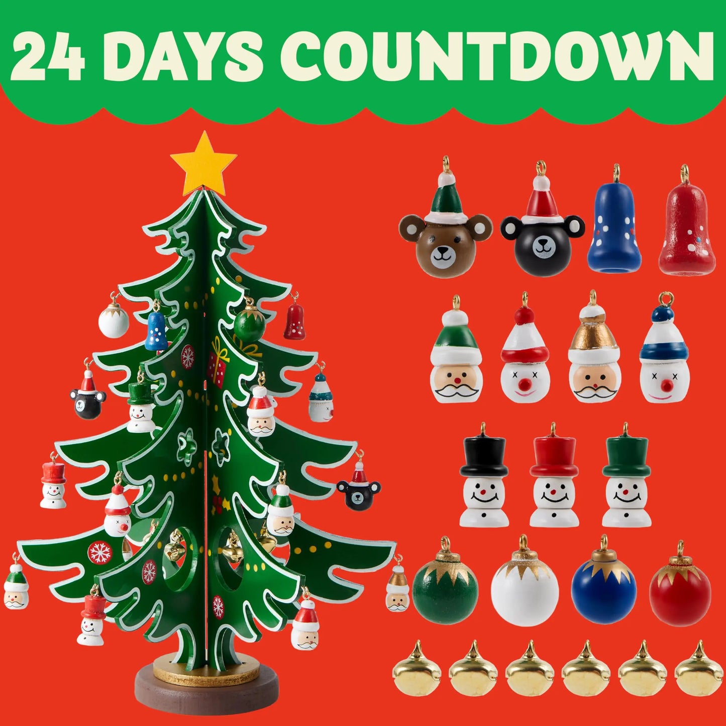 2026 Christmas Advent Calendar with 24 Ornaments