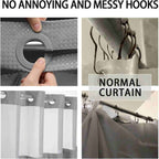 Hookless Double-Layer Shower Curtain with Removable Waterproof Snap-In Liner