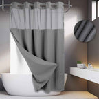 Hookless Double-Layer Shower Curtain with Removable Waterproof Snap-In Liner