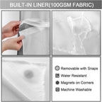 Hookless Double-Layer Shower Curtain with Removable Waterproof Snap-In Liner