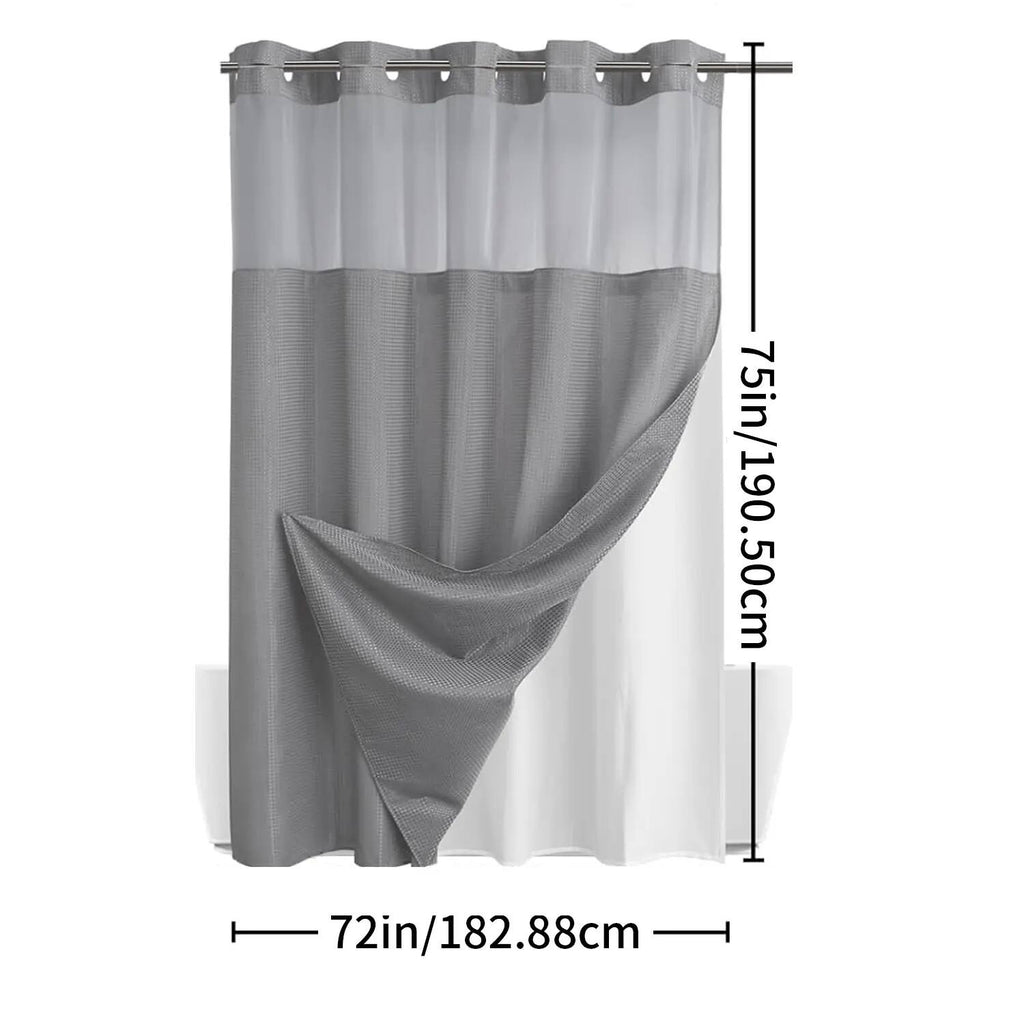 Hookless Double-Layer Shower Curtain with Removable Waterproof Snap-In Liner