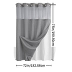 Hookless Double-Layer Shower Curtain with Removable Waterproof Snap-In Liner