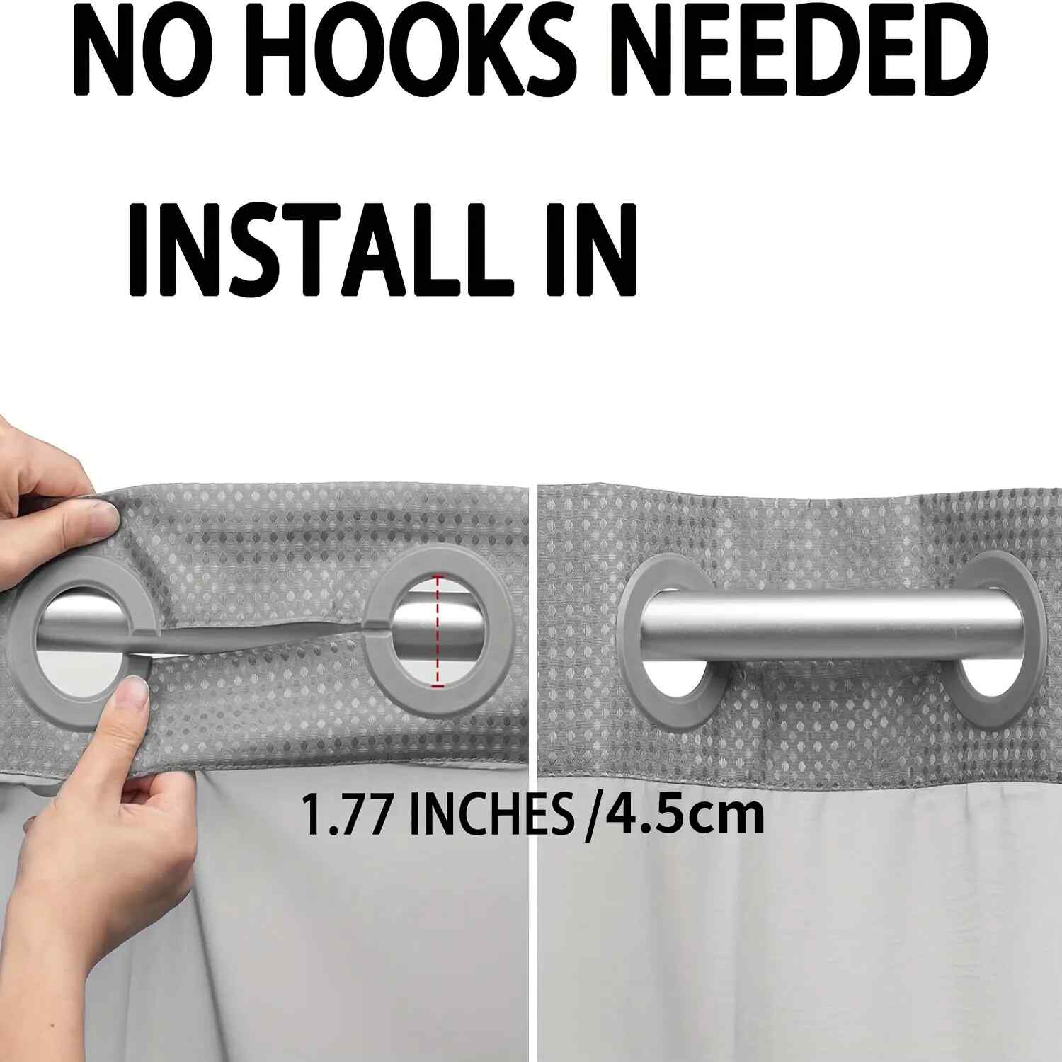 Hookless Double-Layer Shower Curtain with Removable Waterproof Snap-In Liner