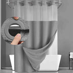 Hookless Double-Layer Shower Curtain with Removable Waterproof Snap-In Liner