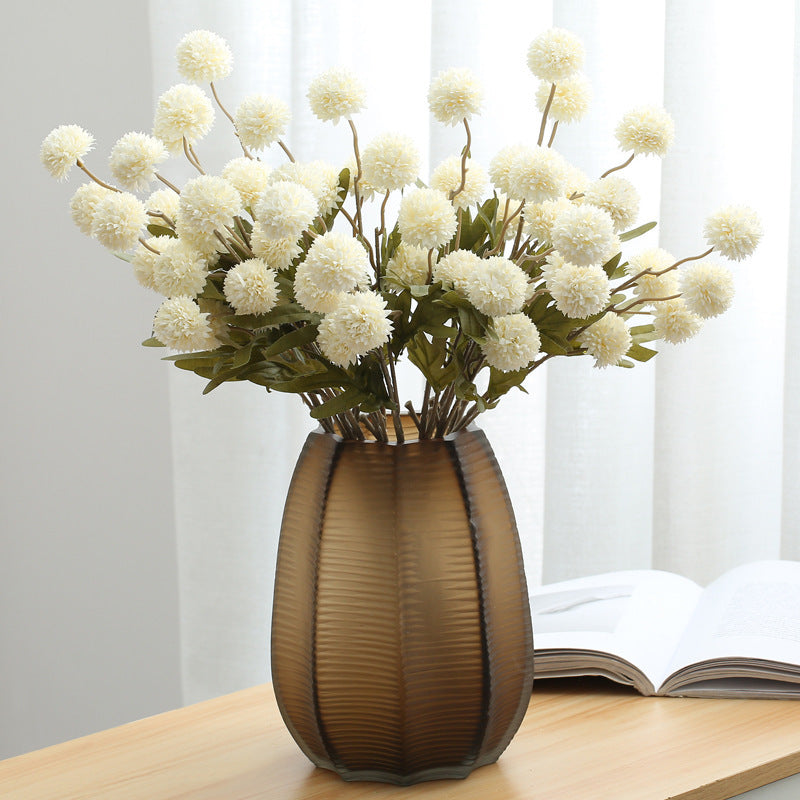Artificial flower vase centerpiece with mums and eucalyptus