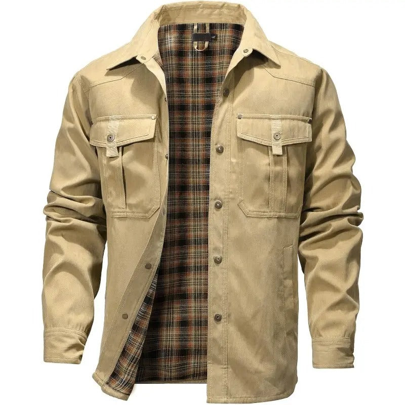 Men's Flannel Lined Shacket Jacket for Outdoors and Casual Wear