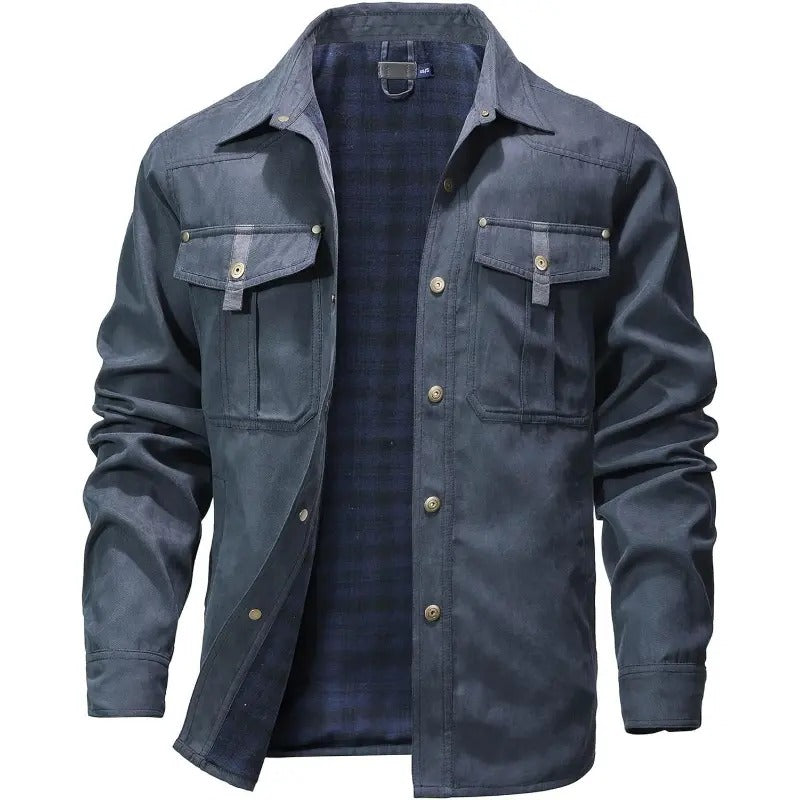 Men's Flannel Lined Shacket Jacket for Outdoors and Casual Wear