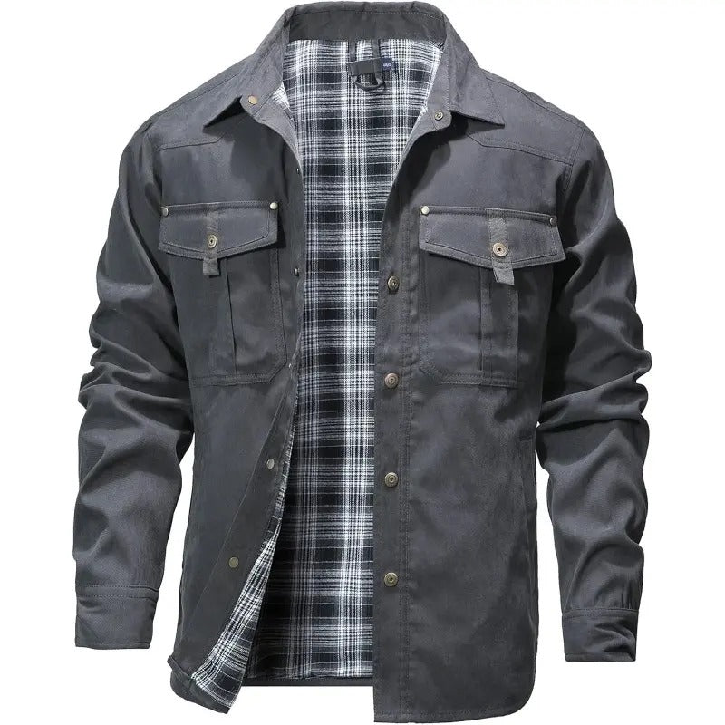 Men's Flannel Lined Shacket Jacket for Outdoors and Casual Wear