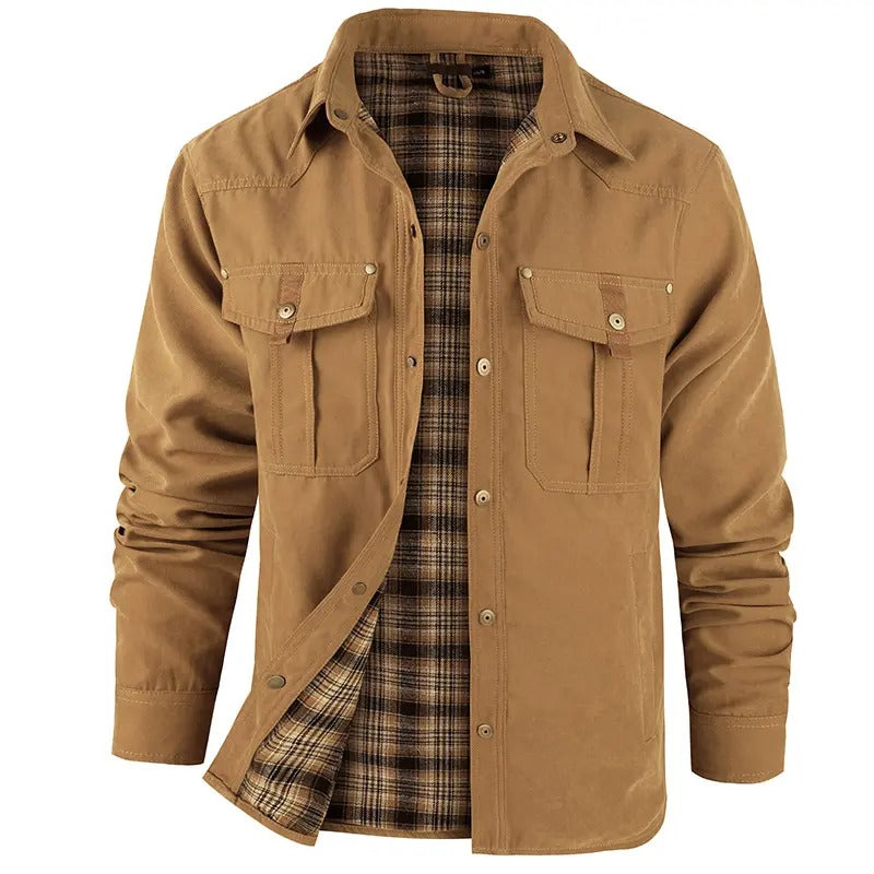 Men's Flannel Lined Shacket Jacket for Outdoors and Casual Wear