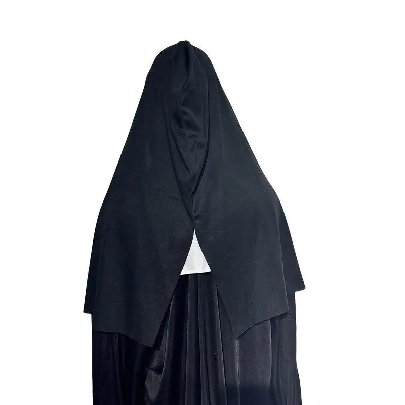 Back view of scary nun Halloween mask